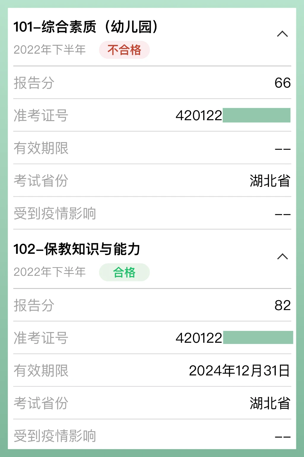 教资成绩